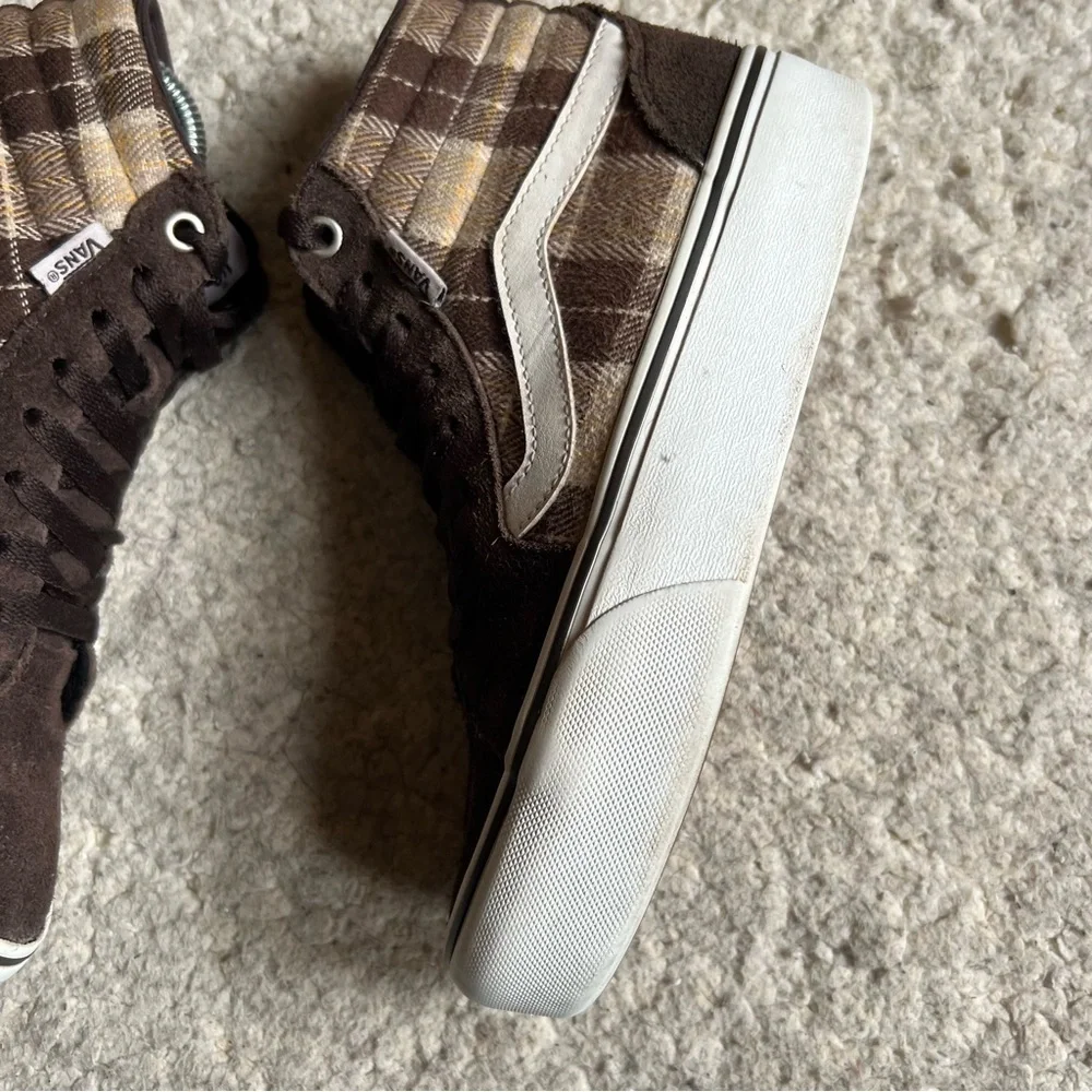 Vans: Brown Cream Tan Plaid Mix Filmore Hi Platform Sneakers Women's Size 6 - Picture 7 of 14